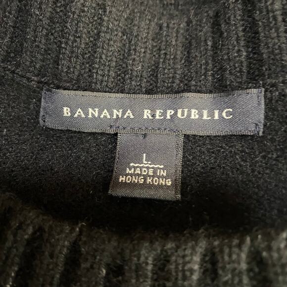 Vintage Y2k Banana Republic Wool Cashmere Sweater Button Neck Black Womens 10 - Picture 5 of 7